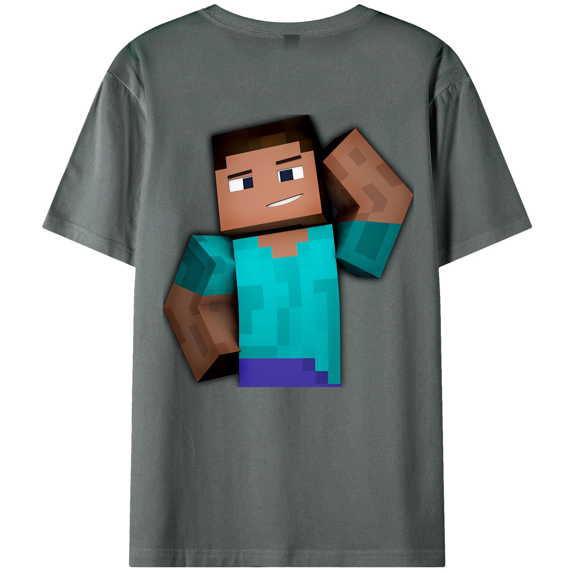 （画像用） マインクラフト ブロックの世界 Minecraft MC Block world 綿100％ メンズ半袖Tシャツ（バックプリント） 通気性
